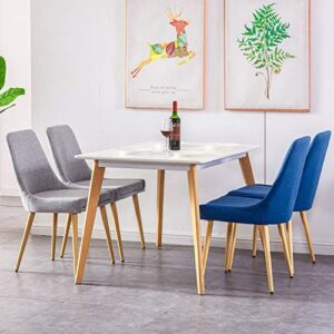 STYLIFING Upholstered Dining Chairs Set of 2 Blue Fabric Modern Kitchen Chairs Wood Look Metal Legs Side Chairs for Dining Room Kitchen Living Room