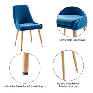 STYLIFING Upholstered Dining Chairs Set of 2 Blue Fabric Modern Kitchen Chairs Wood Look Metal Legs Side Chairs for Dining Room Kitchen Living Room