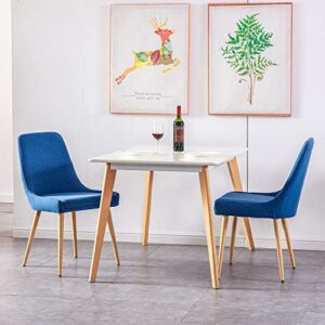 STYLIFING Upholstered Dining Chairs Set of 2 Blue Fabric Modern Kitchen Chairs Wood Look Metal Legs Side Chairs for Dining Room Kitchen Living Room