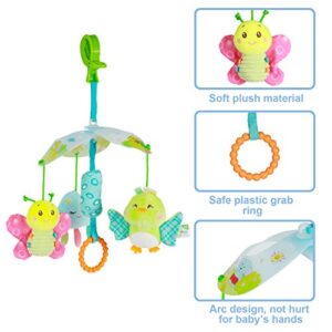 Funsland Stroller Toy and Car Seat Toy for Infants Hanging Rattle Toy Clip on Toy for Crib Stroller Car Seat Baby Toy for Baby Boys and Girls