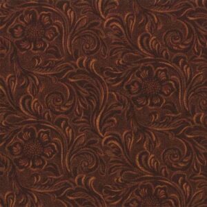 tooled leather-look, brown, fabric, 100% cotton, western basics, south western, sara khammash, moda, 11216-15, by the yard