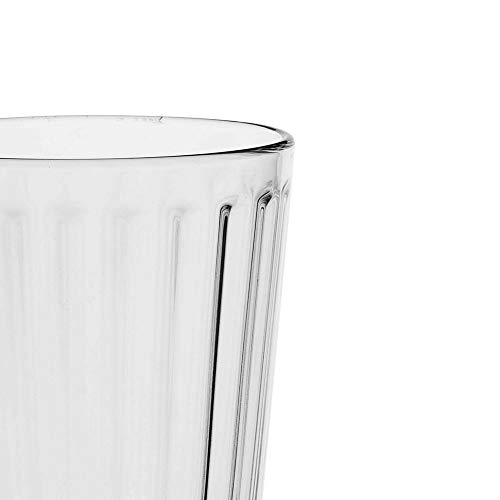 AmazonCommercial Drinking Glasses, Fluted Highball - Set of 8, Clear, 13 oz, 3.27x5.67 in