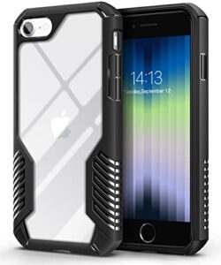mobosi compatible with iphone se 2022 case/iphone se 2020/iphone 8/7 case, rugged military grade hard vanguard armor cover heavy duty shockproof protective phone case 4.7 inch (matte black)