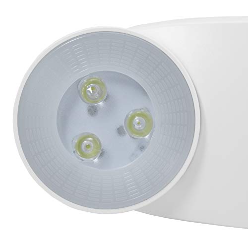 LFI Lights | Ultra High Output Emergency Light | 650 Lumens |White Housing | Two LED Adjustable Round Heads | Hardwired with Battery Backup | UL Listed | (2 Pack) | EL-M2-W-HO