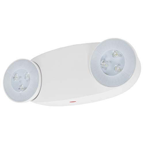 LFI Lights | Ultra High Output Emergency Light | 650 Lumens |White Housing | Two LED Adjustable Round Heads | Hardwired with Battery Backup | UL Listed | (2 Pack) | EL-M2-W-HO