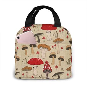 the various mushroom art lunch bag for women girls kids insulated picnic pouch thermal cooler tote bento large meal prep cute bag big leakproof soft bags for lunch box, camping, travel, fishing