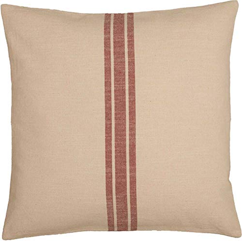 Piper Classics Market Place Red Grain Sack Stripe Throw Pillow Cover, 20" x 20", Farmhouse Décor Red & Cream w/Buttons, Christmas, Patriotic