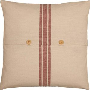 Piper Classics Market Place Red Grain Sack Stripe Throw Pillow Cover, 20" x 20", Farmhouse Décor Red & Cream w/Buttons, Christmas, Patriotic