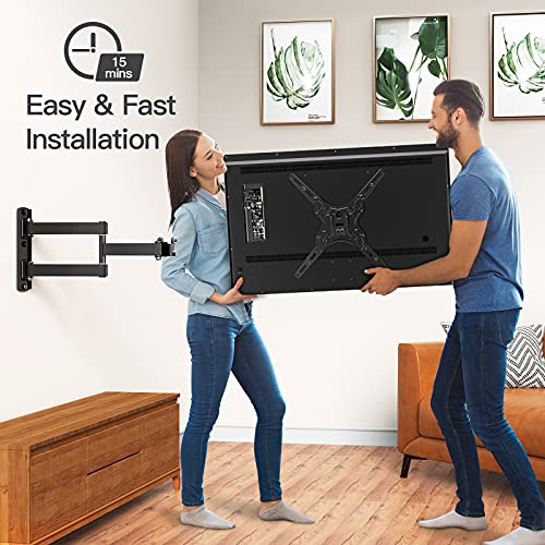 Full Motion TV Wall Mount Brackets for Most 26-55 Inch LED LCD Flat Curved Screen Monitors TVs, Single Articulating Arm TV Mount Swivel Tilt Extension, Max VESA 400X400mm Up to 88lbs by Pipishell