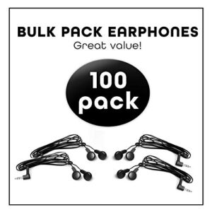 Pack of 100 Bulk Earbuds Headphones Wholesale Ear Buds for Classroom
