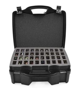 casematix miniature storage hard shell figure case - 80 slot figurine minature carrying case with customizable foam layer for large miniatures compatible with warhammer 40k, dnd & more!
