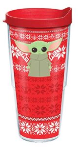 tervis star wars the mandalorian christmas holiday sweater made in usa double walled insulated tumbler cup keeps drinks cold & hot, 24oz, classic