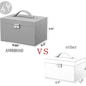 ANWBROAD Jewelry Box for Women and Teen Girls with Lock and Mirror Jewelry Storage Organizer Portable Travel Jewelry Boxes for Necklaces Rings Earrings UJJB002H