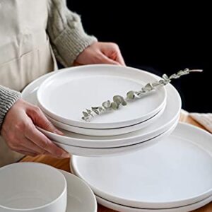 Kanwone Porcelain Dessert Salad Plates - 8 Inch - Set of 6, White, Microwave and Dishwasher Safe Plates