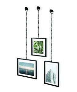 umbra 311335-040 fotochain 4x4 and 4x6 picture frame and wall decor set for photos, black