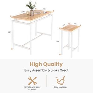 Recaceik 5 PCS Dining Table Set, Modern Kitchen Table and Chairs for 4, Wood Pub Bar Table Set Perfect for Breakfast Nook, Small Space Living Room