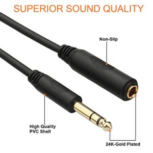 tisino 1/4 Extension Cable 6 ft, Headphone Extension Cable Quarter inch TRS Male to Female Stereo Guitar Extension Cable Cord