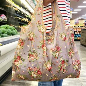 Bowbear Foldable Nylon Reusable Shopping Grocery Bag, Foxes Unicorns & Peacocks