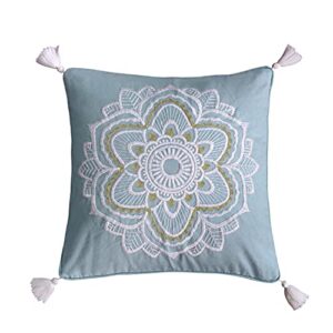 levtex home - angelica - decorative pillow (18 x 18in.) - embroidered medallion - grey, cream and gold