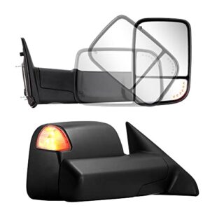 sanooer towing mirrors compatible with 2009-2018 dodge ram 1500, 2010-2018 dodge ram 2500 3500 with power glass heated turn signal light puddle lamp temp sensor filpup pair set