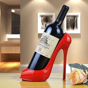 Fantasee High Heel Wine Bottle Holder Countertop Storage Stand for Wedding Party Home Decor (Red High Heel)