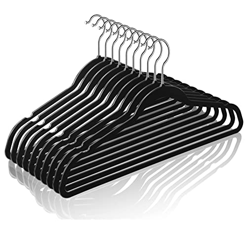 TIMMY Hangers 50 Pack Clothes Hangers, 17.5inch Heavy Duty Pants Hangers Space Saving Non Slip Coat Hanger 360º Swivel Hook, Big Black Hanger