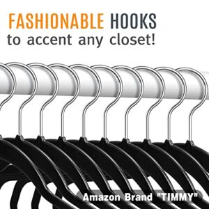 TIMMY Hangers 50 Pack Clothes Hangers, 17.5inch Heavy Duty Pants Hangers Space Saving Non Slip Coat Hanger 360º Swivel Hook, Big Black Hanger