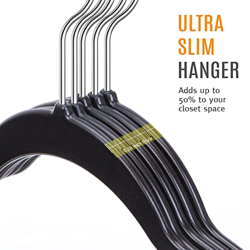 TIMMY Hangers 50 Pack Clothes Hangers, 17.5inch Heavy Duty Pants Hangers Space Saving Non Slip Coat Hanger 360º Swivel Hook, Big Black Hanger