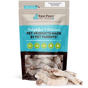 raw paws freeze dried chicken necks for dogs & cats, 4-oz - made in usa, human grade - raw freeze dried dog treats - raw chicken necks for cats - antibiotic-free real chicken cat treat