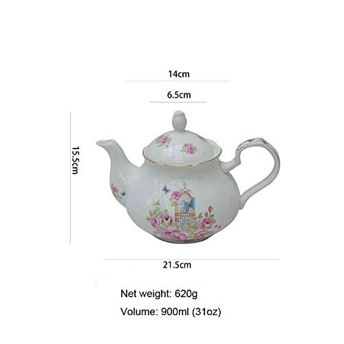 YBK Tech Strength Porcelain Coffee Pot Ceramic Teapot- Pink Rose (Teapot)