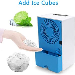 Personal Air Cooler - Evaporative Mini Air Conditioner with Icebox, 4-in-1 Portable Table Fan with 3 Fan Speeds, Quiet Mini Air Conditioner for Home & Office, Air Humidifier, AC Adapter Included