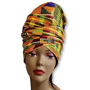 African Kente Print Fabric (6 Yards) Kente African Print Ankara Fabric for Head Wraps, Choir Stoles, African Dance Uniforms for Men Women Kids, Home Decor, Craft Project, Clothes, Kente mask face cover