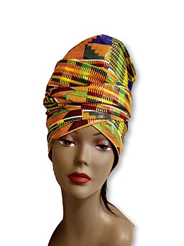 African Kente Print Fabric (6 Yards) Kente African Print Ankara Fabric for Head Wraps, Choir Stoles, African Dance Uniforms for Men Women Kids, Home Decor, Craft Project, Clothes, Kente mask face cover