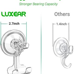 LUXEAR Shower Suction Cup Hooks, 4 Pack Razor Holder for Inside Shower Removable Reusable Wall Hangers for Bathroom Waterproof Powerful Vacuum Suction Cup Hooks for Loofah Towel Robe Bathrobe Kitchen