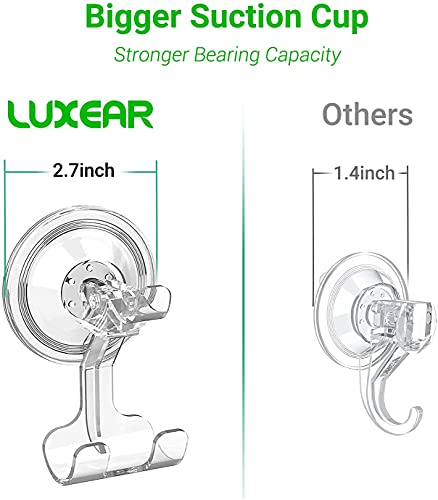 LUXEAR Shower Suction Cup Hooks, 4 Pack Razor Holder for Inside Shower Removable Reusable Wall Hangers for Bathroom Waterproof Powerful Vacuum Suction Cup Hooks for Loofah Towel Robe Bathrobe Kitchen