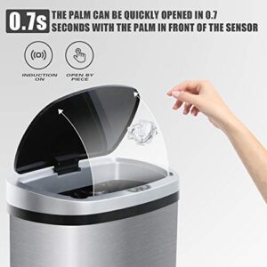 Vnewone Kitchen Trash Can Garbage 13 Gallon Waste Bin Kitchen Accessories for Home Office Bedroom Stainless Steel Automatic Touch Free High-Capacity, 50 Liter