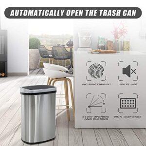 Vnewone Kitchen Trash Can Garbage 13 Gallon Waste Bin Kitchen Accessories for Home Office Bedroom Stainless Steel Automatic Touch Free High-Capacity, 50 Liter