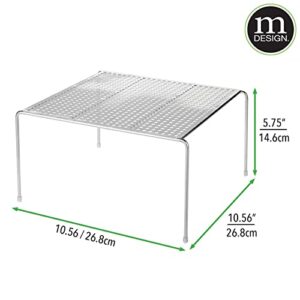 mDesign Modern Metal Square Kitchen Cabinet, Pantry, Countertop Organizer Storage Shelves for Kitchen Cabinets, Countertops, Pantry - Durable Steel, Non-Skid Feet, 4 Pack - Silver