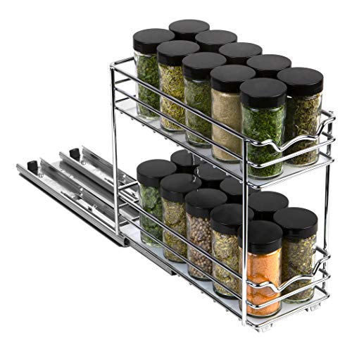 HOLDN’ STORAGE Spice Rack Organizer for Cabinet, Heavy Duty - Pull Out Spice Rack 5 Year Warranty - Spice Organization 4-1/2"Wx10-3/8 Dx8-7/8 H - Spice Racks for Inside Cabinets & Pantry Closet