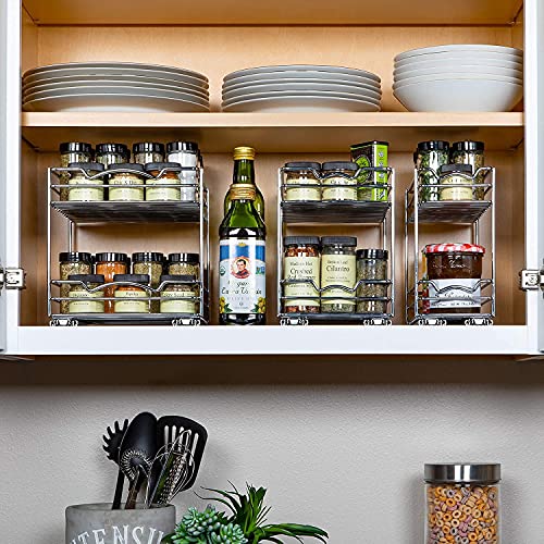 HOLDN’ STORAGE Spice Rack Organizer for Cabinet, Heavy Duty - Pull Out Spice Rack 5 Year Warranty - Spice Organization 4-1/2"Wx10-3/8 Dx8-7/8 H - Spice Racks for Inside Cabinets & Pantry Closet