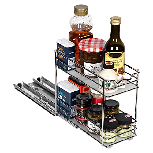 HOLDN’ STORAGE Spice Rack Organizer for Cabinet, Heavy Duty - Pull Out Spice Rack 5 Year Warranty - Spice Organization 4-1/2"Wx10-3/8 Dx8-7/8 H - Spice Racks for Inside Cabinets & Pantry Closet