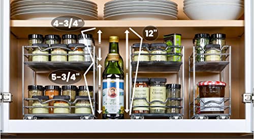 HOLDN’ STORAGE Spice Rack Organizer for Cabinet, Heavy Duty - Pull Out Spice Rack 5 Year Warranty - Spice Organization 4-1/2"Wx10-3/8 Dx8-7/8 H - Spice Racks for Inside Cabinets & Pantry Closet