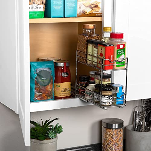 HOLDN’ STORAGE Spice Rack Organizer for Cabinet, Heavy Duty - Pull Out Spice Rack 5 Year Warranty - Spice Organization 4-1/2"Wx10-3/8 Dx8-7/8 H - Spice Racks for Inside Cabinets & Pantry Closet