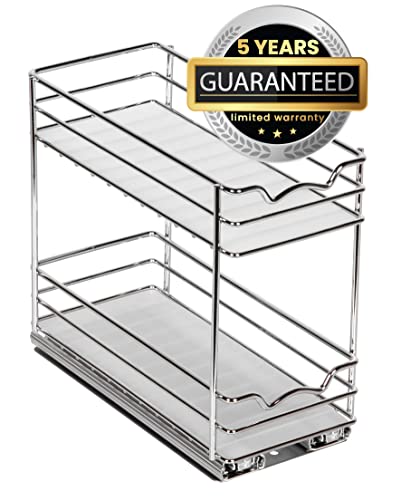 HOLDN’ STORAGE Spice Rack Organizer for Cabinet, Heavy Duty - Pull Out Spice Rack 5 Year Warranty - Spice Organization 4-1/2"Wx10-3/8 Dx8-7/8 H - Spice Racks for Inside Cabinets & Pantry Closet