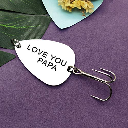 Father's Day Gift for Father Dad Fishing Lure Gift for Papa Dad Daddy Love You Papa Fishing Lure Hook Fisherman Gift Birthday Thanksgiving Gifts for Daddy Father Papa from Son Daughter