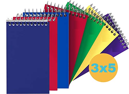 1InTheOffice Wirebound Spiral Memo Books, Memo Pads, 3" x 5", College Ruled, Small Notepad 3x5, Assorted, 75 Sheets/Pad, 25 Pads/Pack