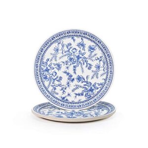 coterie blue floral paper plates (set of 10 large plates) - blue and white decorative paper plates for bridal shower, baby shower, tea party and more - floral party supplies | 9.25” fancy paper plates