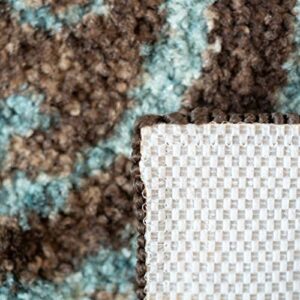 Maples Rugs Pelham Vintage Runner Rug Non Slip Hallway Entry Carpet [Made in USA], 2 x 6, Blue/Walnut