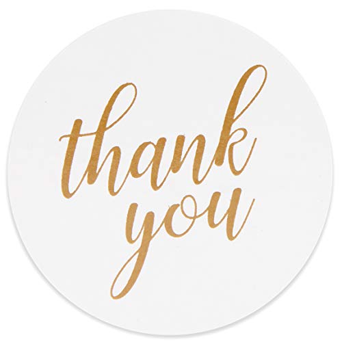 250-Pack 4x6-Inch Clear Cellophane Cookie Bags with Gold Foil Polka Dots and 1.5-Inch White Round "Thank You" Stickers with Gold Foil Cursive Font, Plastic Treat Bags with Sealable Flap