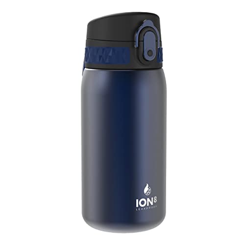 Ion8 Double-Wall Stainless Steel Water Bottle - Vacuum Insulated Leak Proof Water Bottle - Fits Cup Holders - For Fitness, Camping and More, 11 oz / 320 ml (Pack of 1) - OneTouch 1.0 - Navy